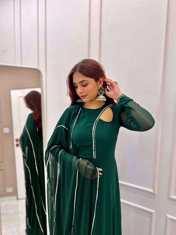 Graceful Navy Blue Bandhani Anarkali Outfit