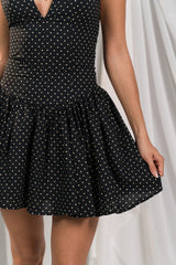 Cotton Satin Polka Dot Crisscross Dress