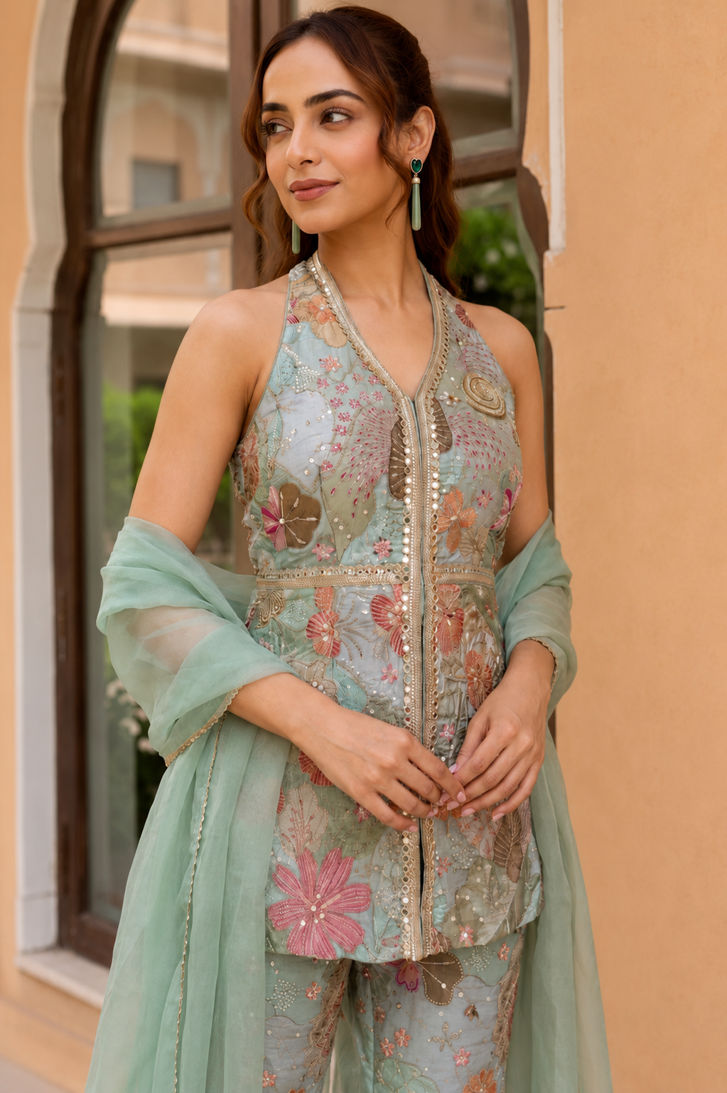 Ethnic Mint Bloom Co-Ord Set