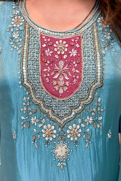 Aarika Azure Embroidered Suit Set