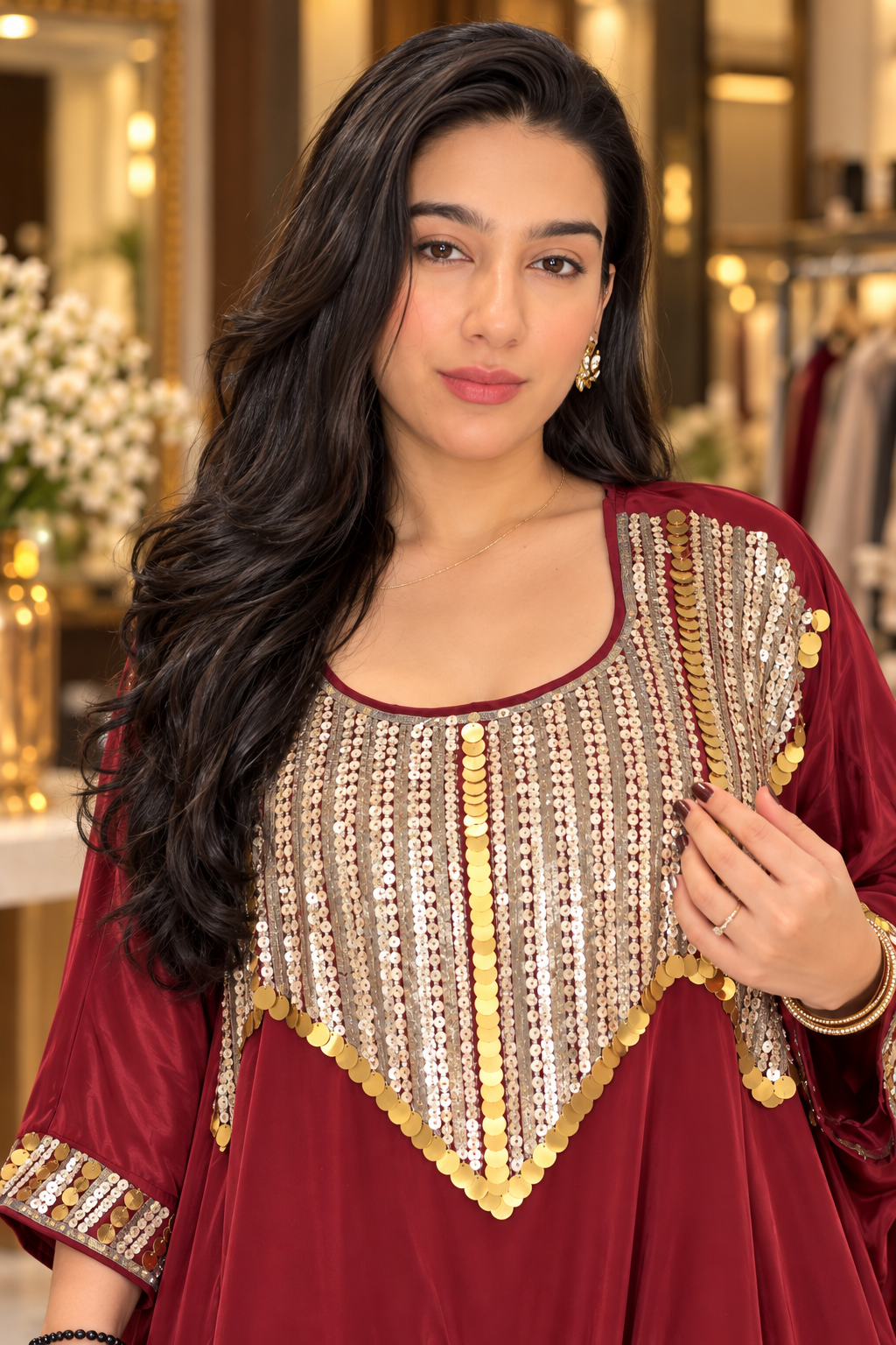 Zara Embellished Kaftaan Palazzo Set