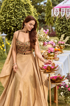 Golden Handwork Shimmer Lehenga Set