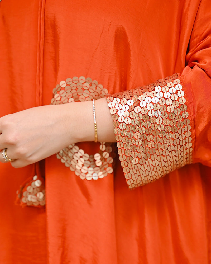 Coral Orange Embellished Co-ord