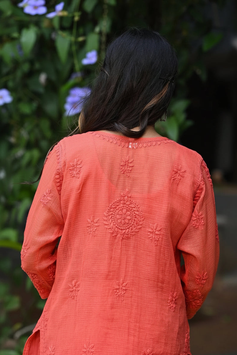 Noor Pista Pure Kota  Chikankari Kurta Set