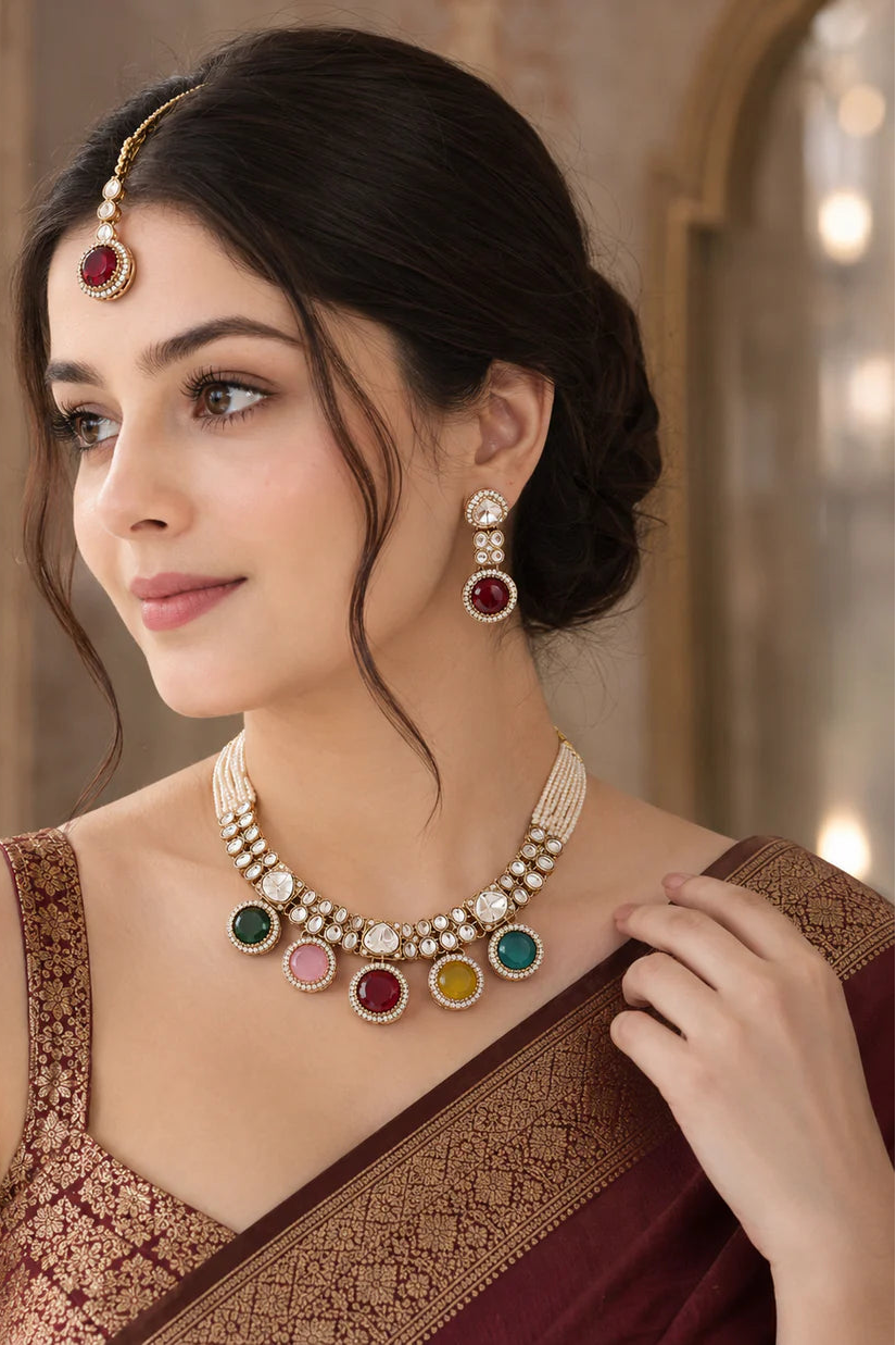 Rajwada Heritage Polki Necklace/Chocker Set