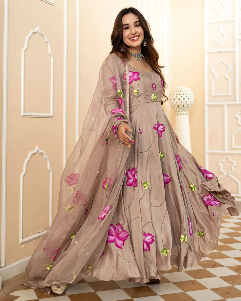 Meher Floral Handpainted Suit Set