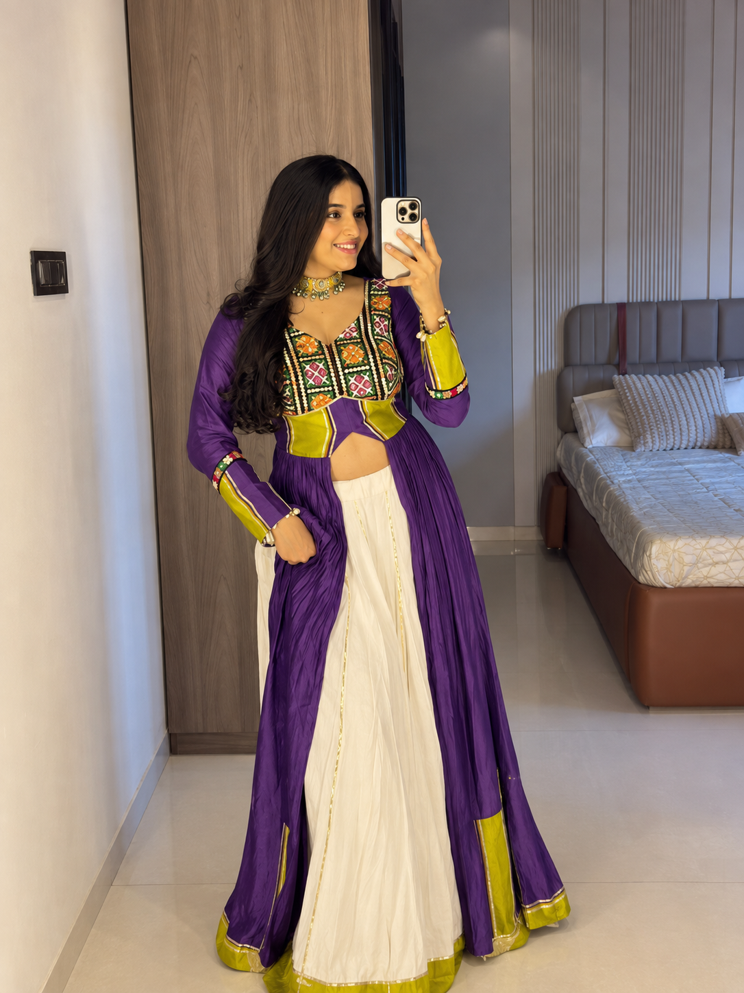 Traditional Mirror Work Embroidered Crop Top
