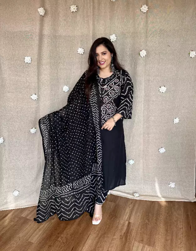 Rangrez Noir Bandhej Suit
