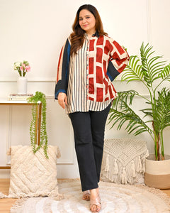 Caramel Bloom Muslin Silk Shirt