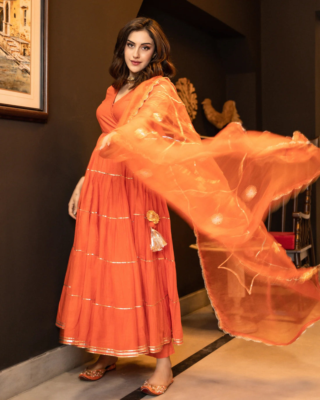 Noor Saffron Festive Anarkali Suit Set