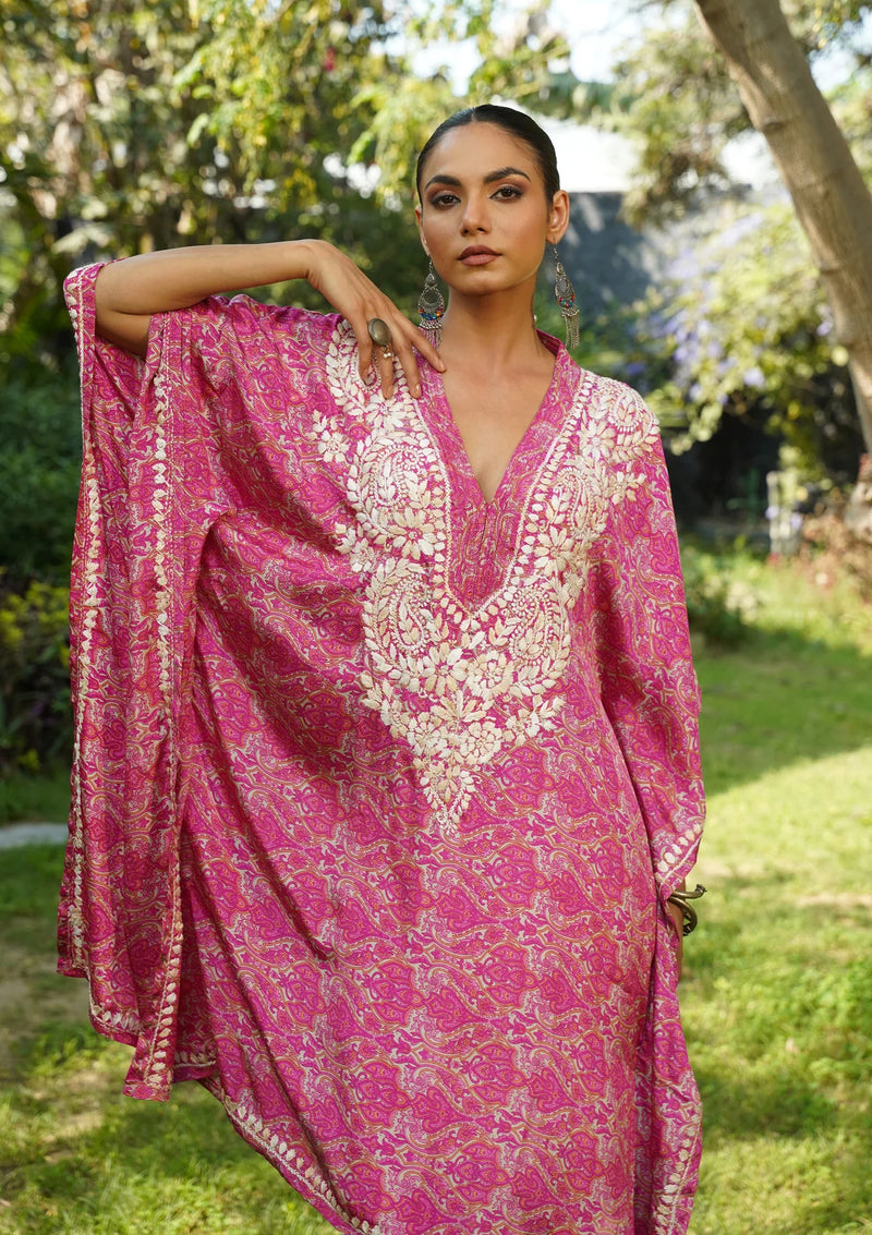 Sunheri Chikankari Luxe Kaftan Set