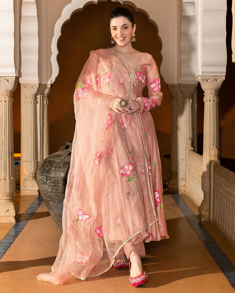 Meher Floral Handpainted Suit Set