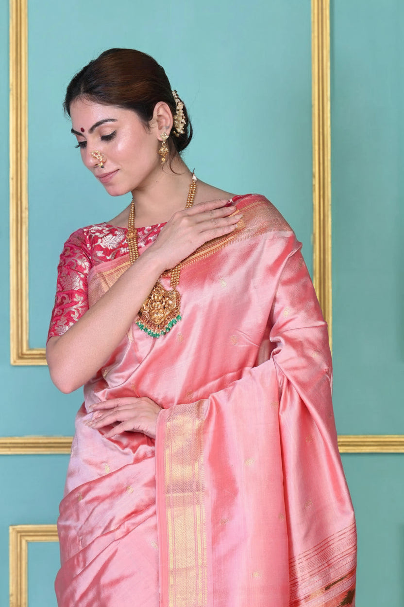 Pure Silk Paithani Saree with Traditional Woven Pallu