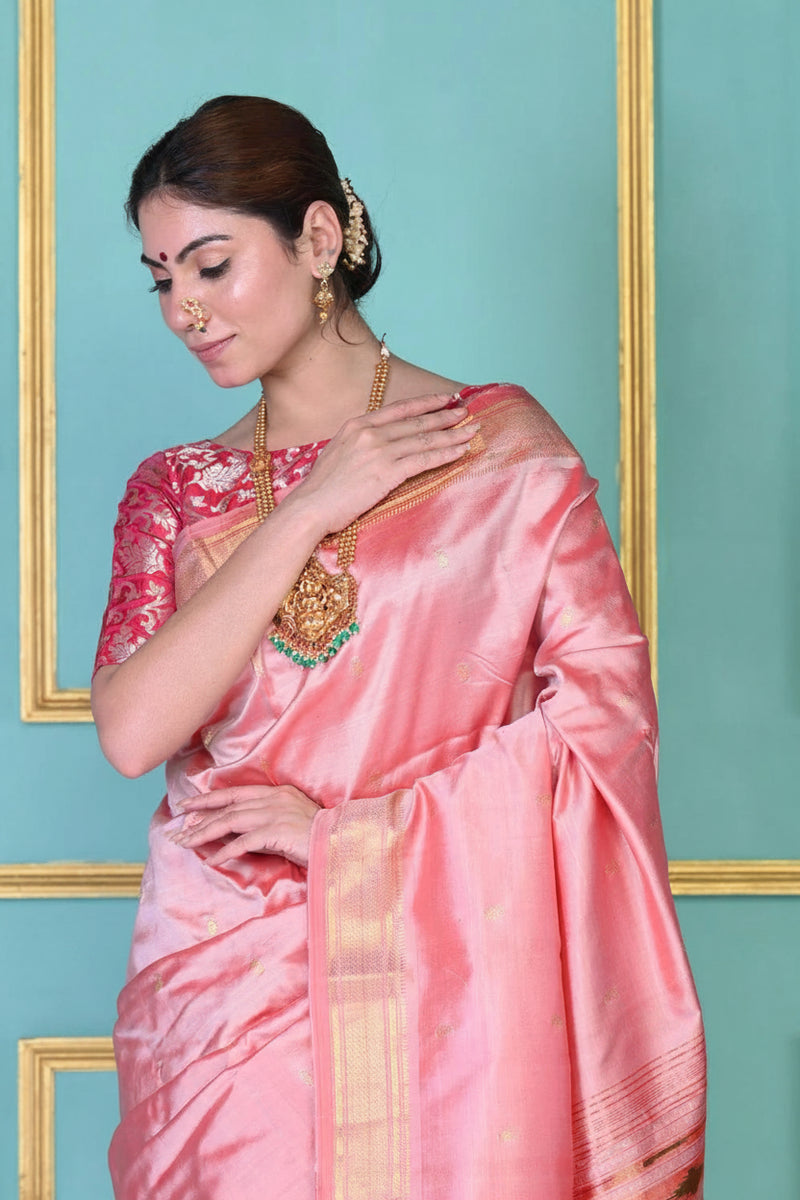Pure Silk Paithani Saree with Traditional Woven Pallu