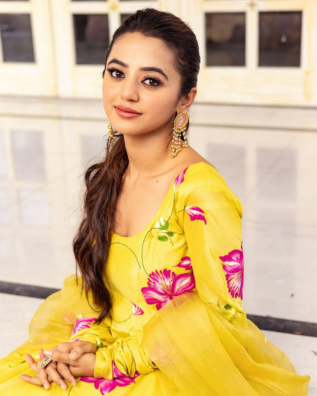 Meher Floral Handpainted Suit Set