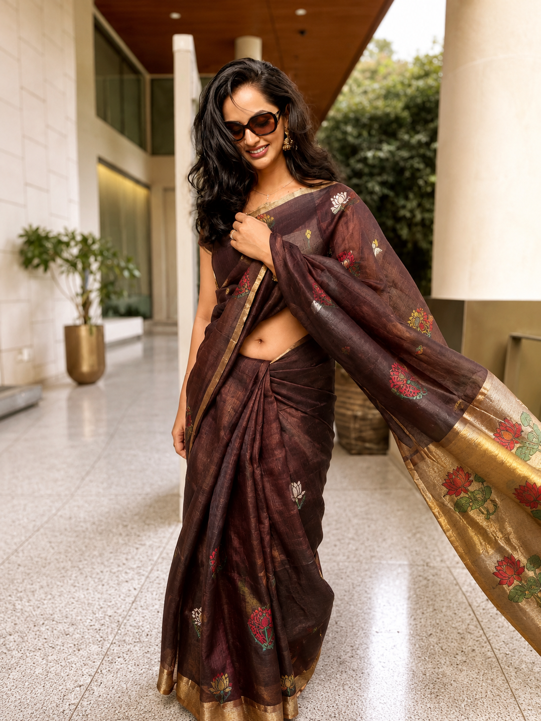 Rajvanshi Silk Linen Jamdani Saree