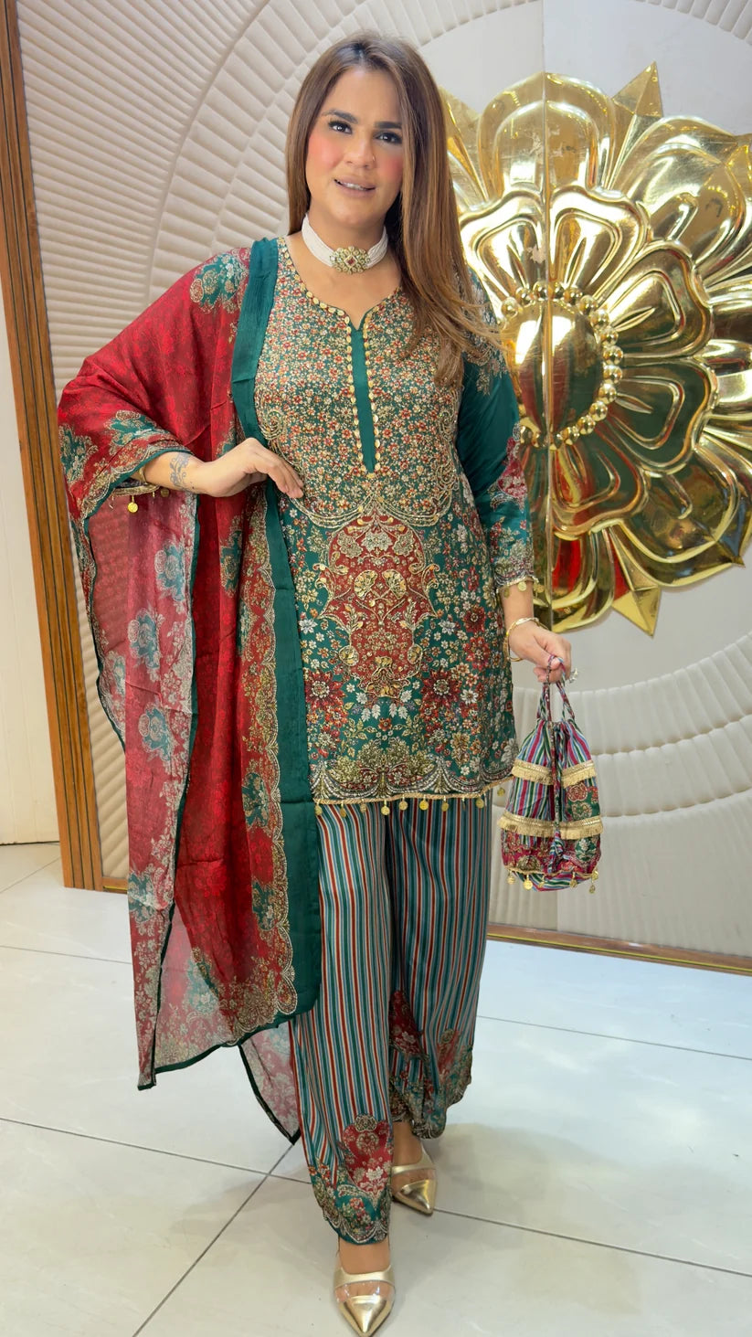 Gulistan Purple Teal Festive Set