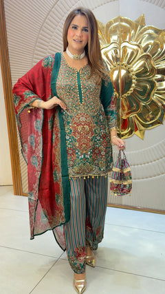 Gulistan Purple Teal Festive Set