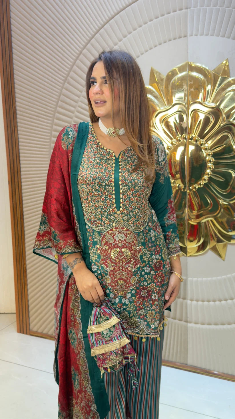 Gulistan Purple Teal Festive Set