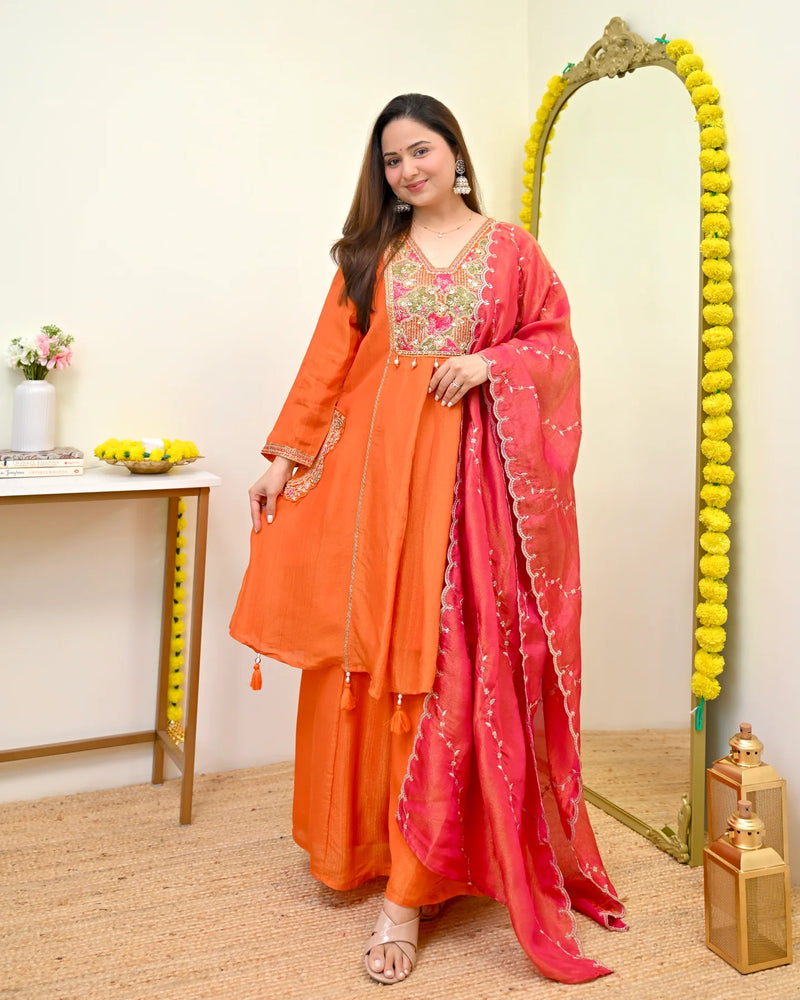 Saanjh Coral Handwork Suit Set