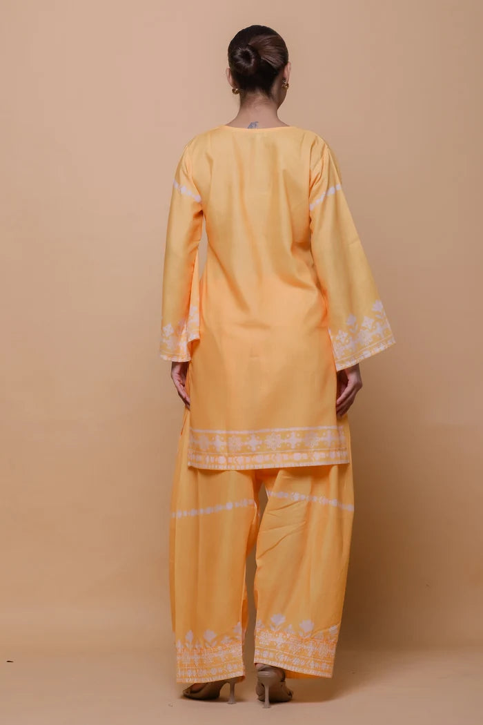 Ikat Printed Lawn Cotton Co-ord Set with Farsi Pants