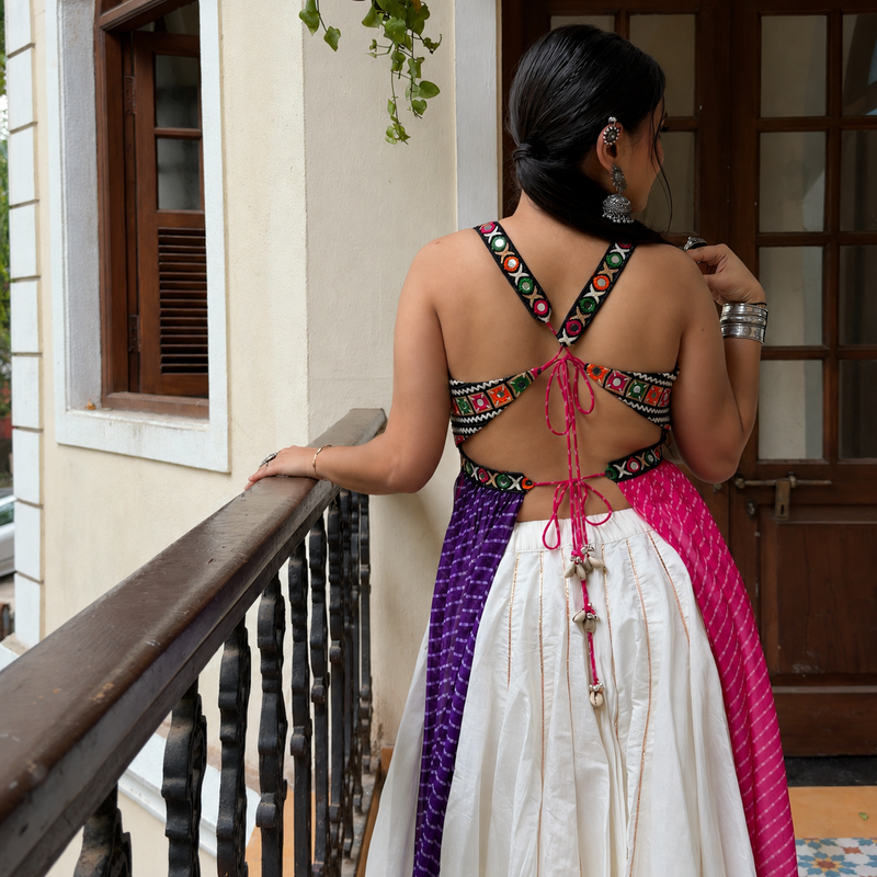 Bandhani Embroidered Peplum Crop Top