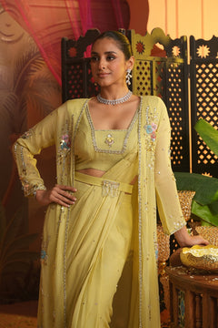 Effortless-Pre-Drape Saree with jacket