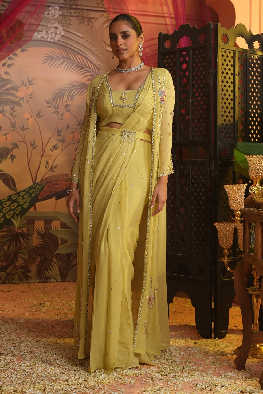 Effortless-Pre-Drape Saree with jacket