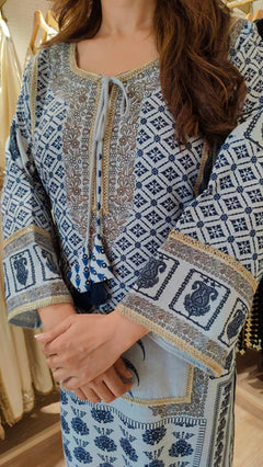 Blue Mosaic Long Kurta Set