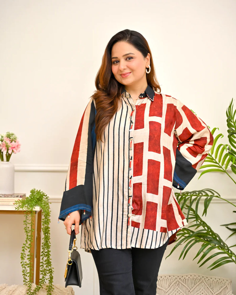 Caramel Bloom Muslin Silk Shirt