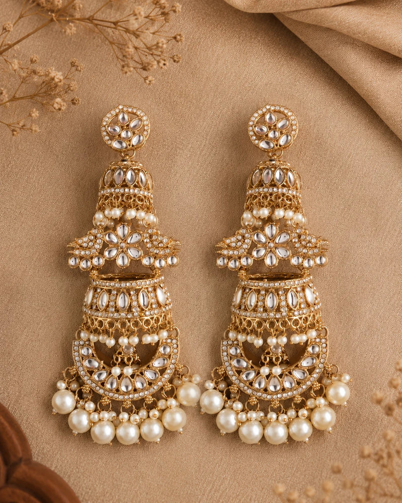 Gulrukh Kundan Pearl Earrings