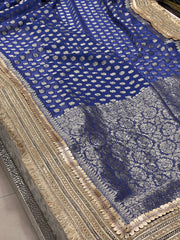 Blue Banarasi Georgette Lace Saree