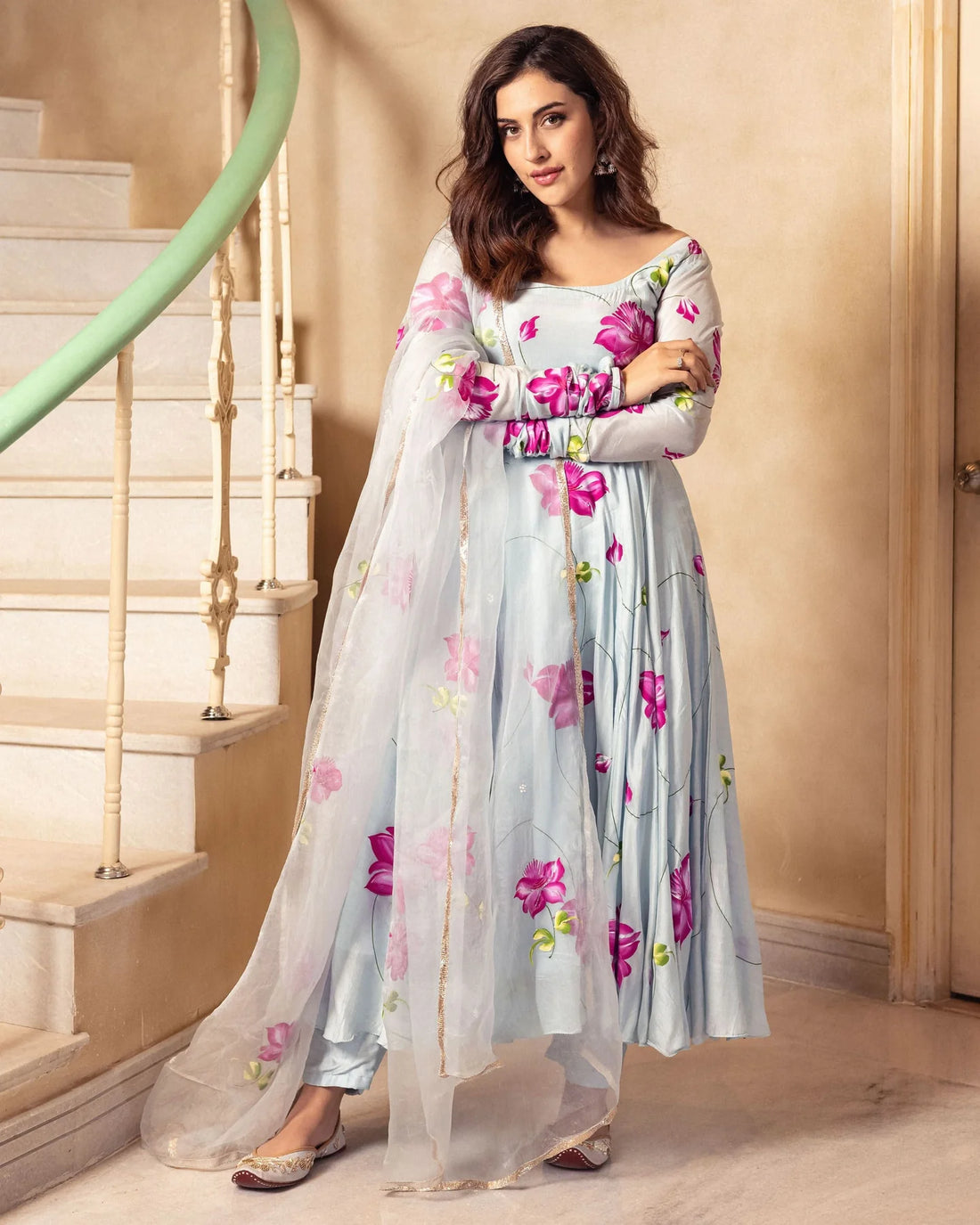 Meher Floral Handpainted Suit Set