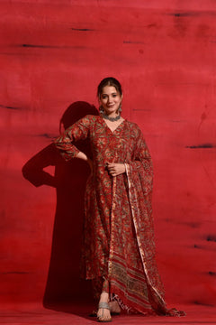 Kalamkari Blossom Cotton  Kurta suit Set