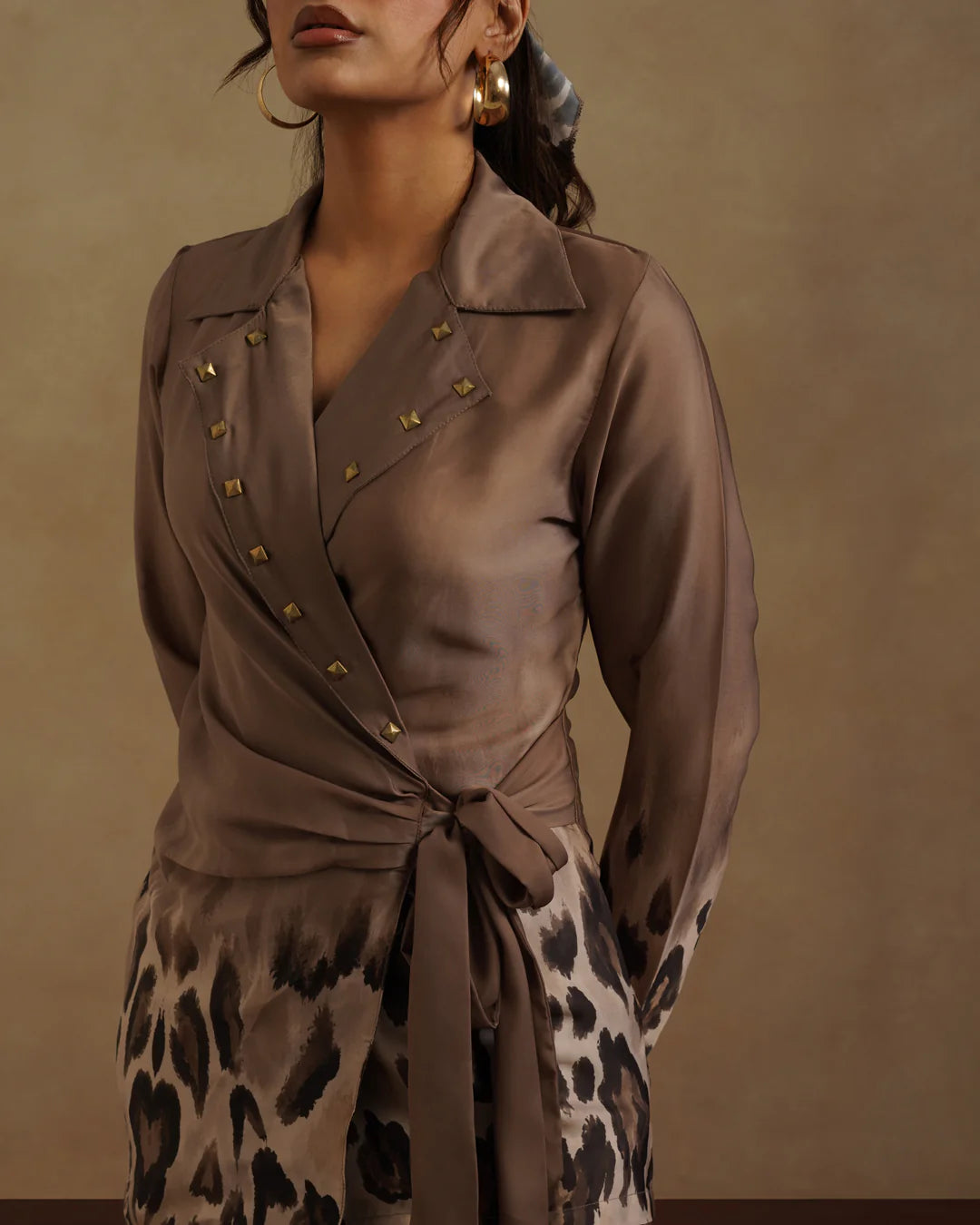 Leopard Blazer  with Free Bandana Set