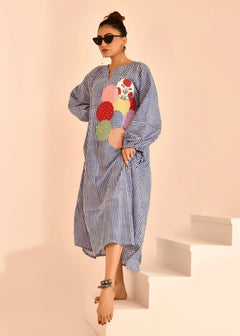 Noor Rangrez Striped Cotton Patchwork Dress