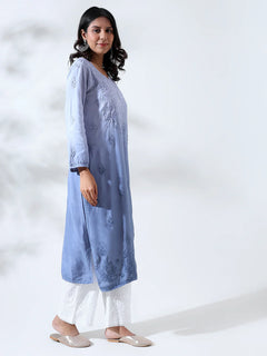 Palak Ombre Blue Muslin Long Kurta