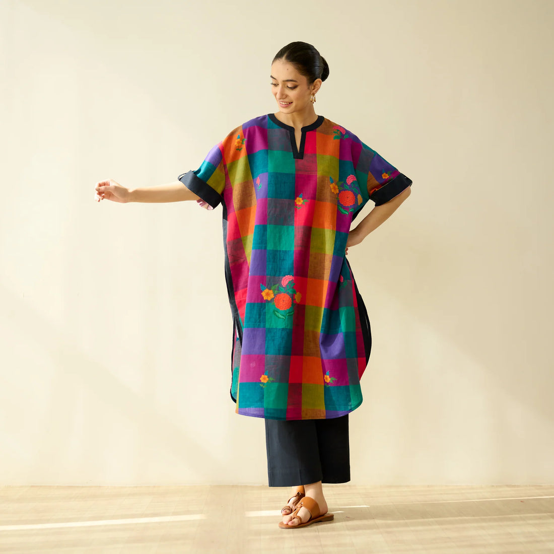 Rangrez Checkered Slub Cotton Co-Ord Set