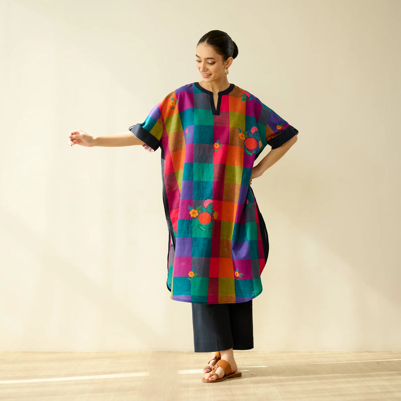Rangrez Checkered Slub Cotton Co-Ord Set