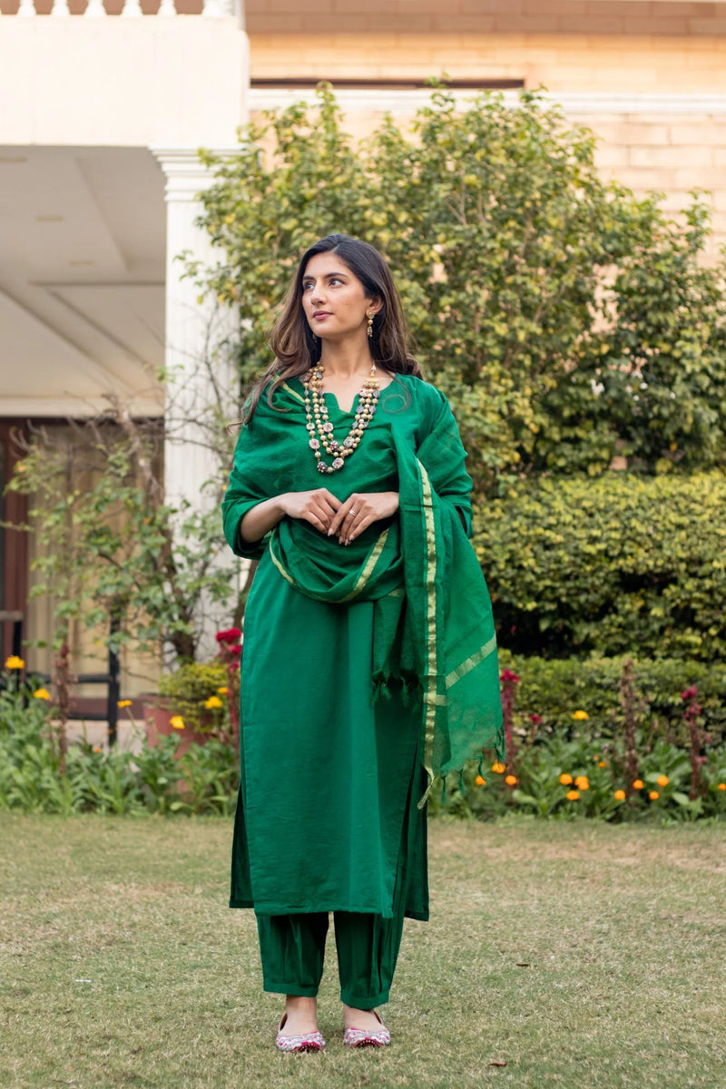 Bottle Green Doria Set- By Reet Lifestyle