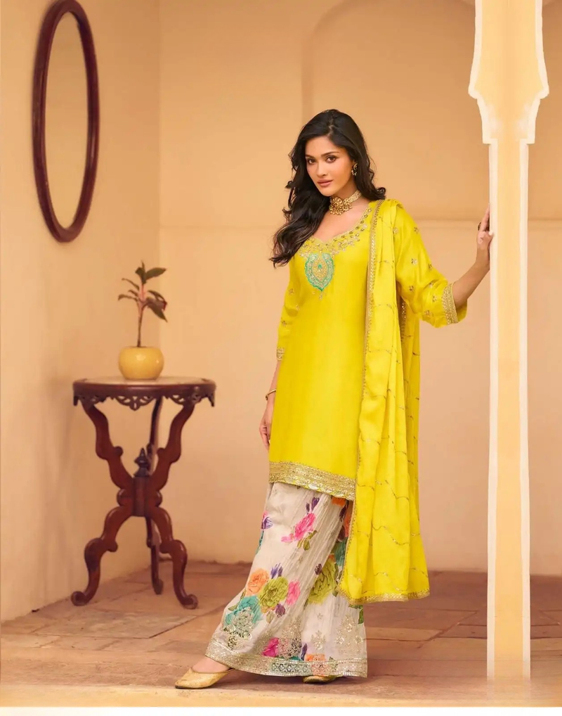 Chinnon Silk Embroidered Salwar Suit
