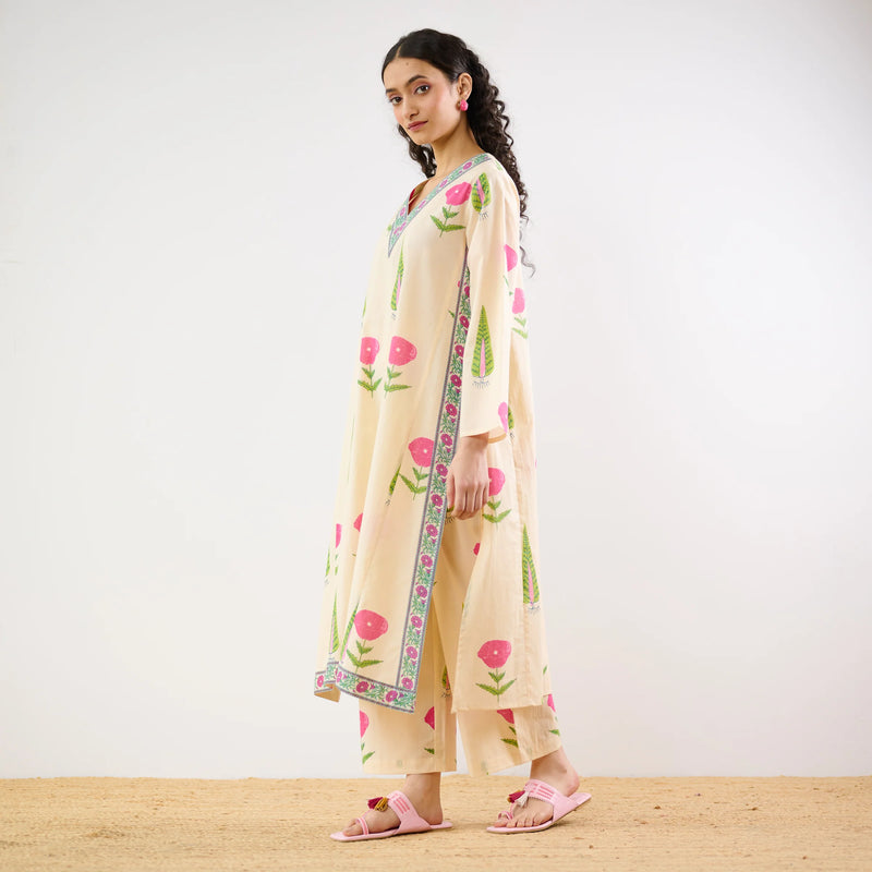 Begum’s Bagh Printed Co-ord Set in Baby Pink- By Reet Lifestyle