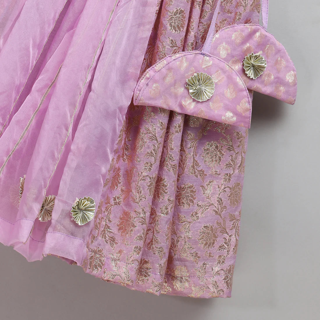 Lavendar organza frilly chanderi lehnga set and duppata
