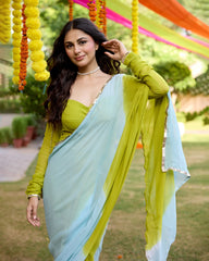 Multi Tie Dye Georgette Pre Draped Saree