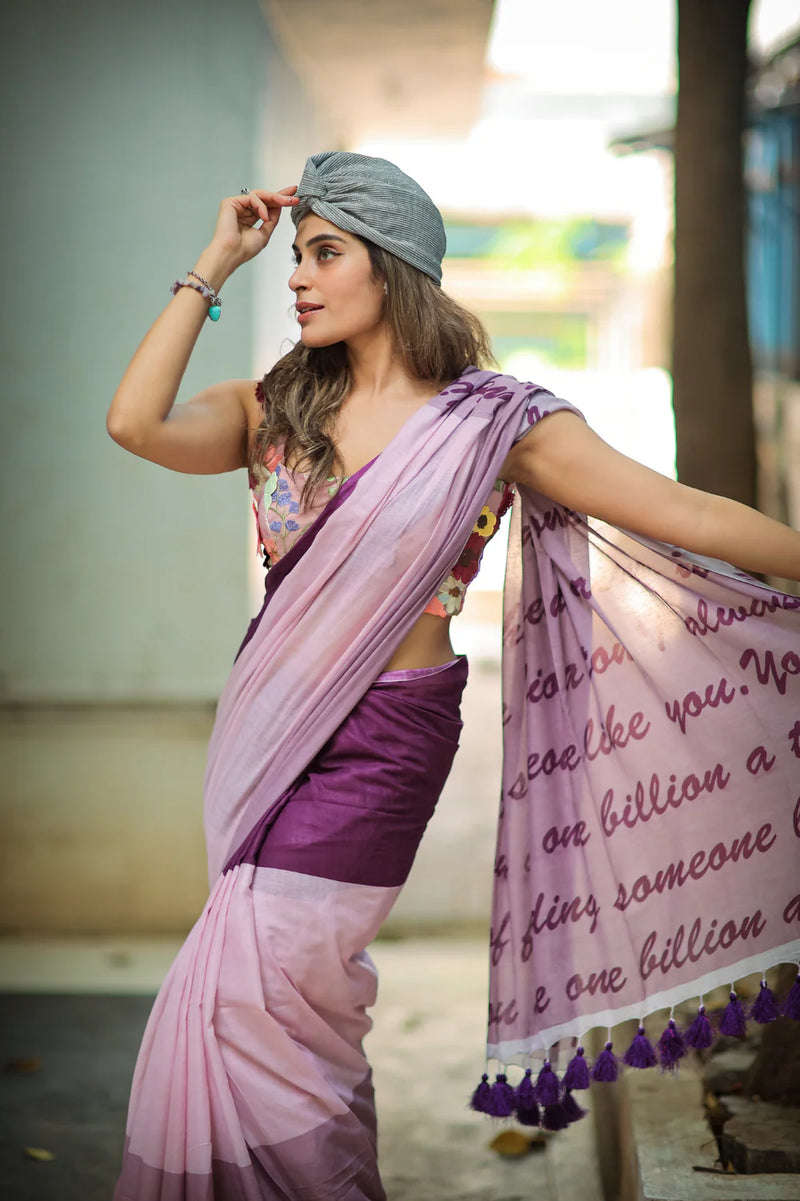 Grapeful Glam Mul Cotton Saree