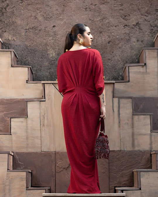 Siyah Mehr Ghungroo Draped Kaftan Gown