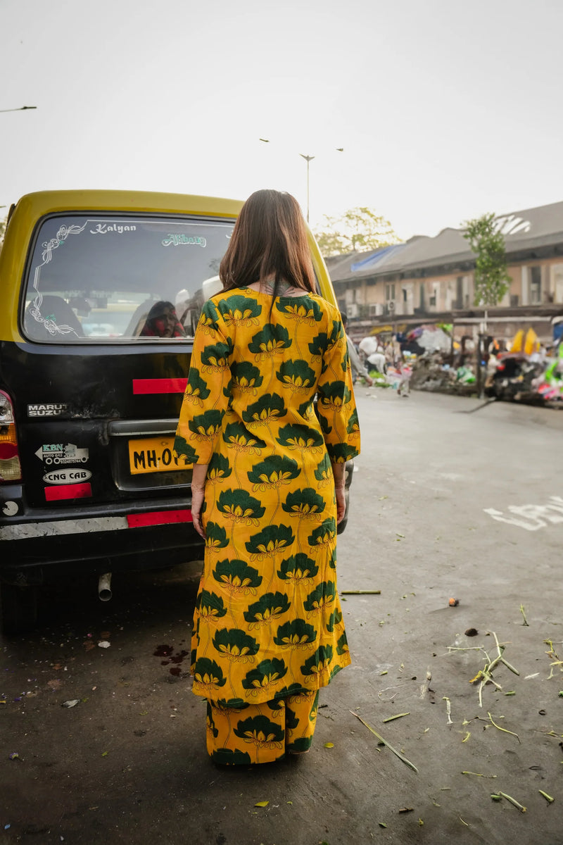 Saina Yellow A-Line Suit Set- By Reet Lifestyle