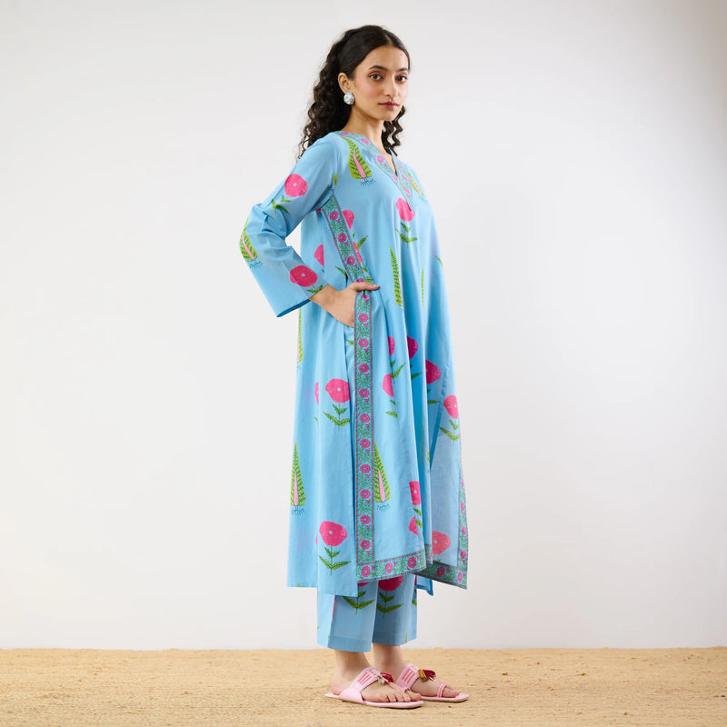 Begum’s Bagh Printed Co-ord Set in Baby Pink- By Reet Lifestyle