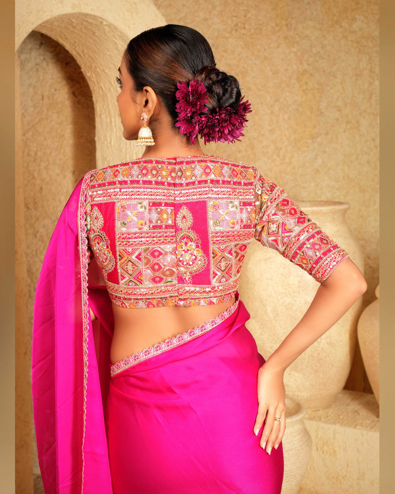 Multicolored thread embroidery blouse