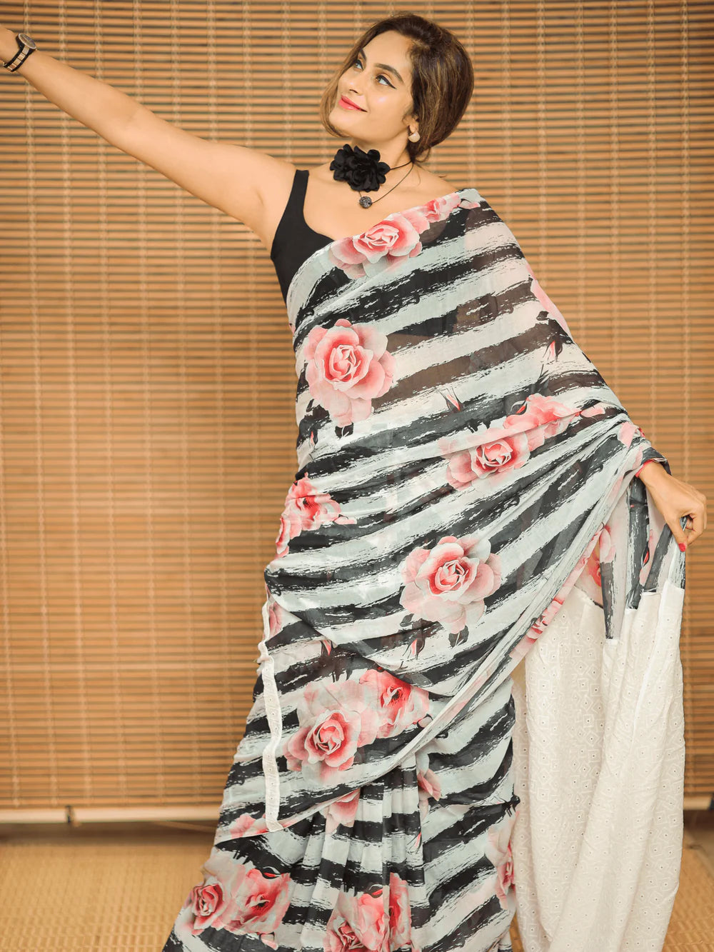 Roseate Pure Mul Cotton Saree